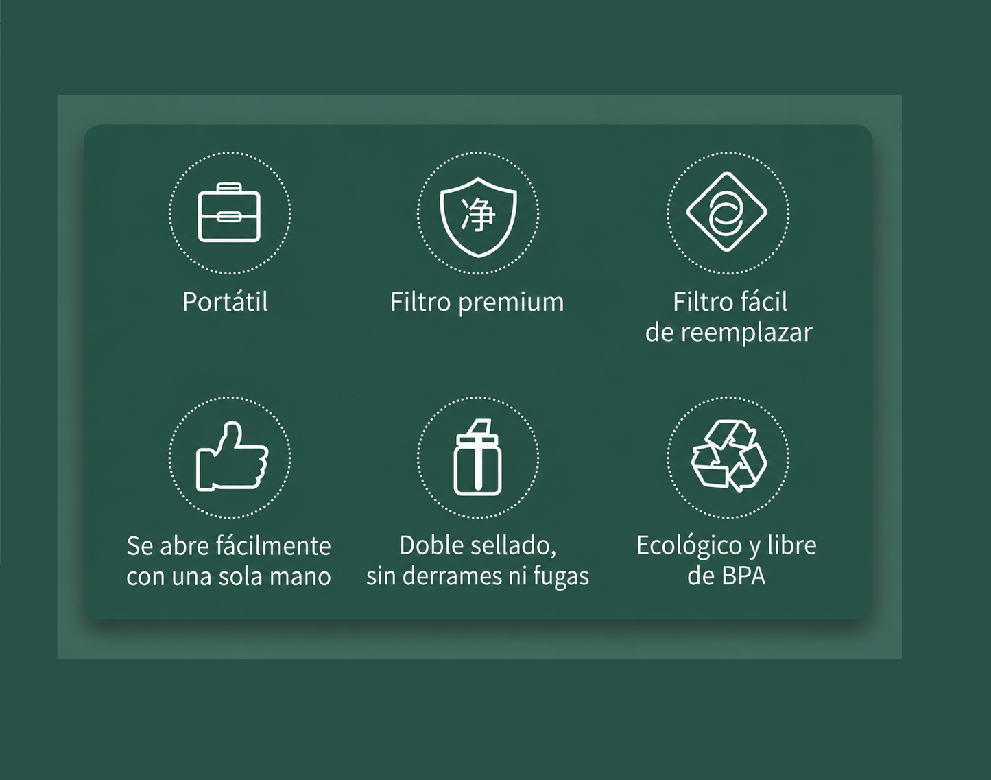 Botella Purificadora de Agua con Filtro Portátil para Exteriores