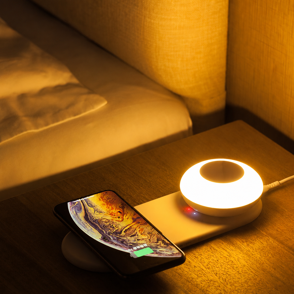 Lámpara LED Nocturna con Cargador Inalámbrico | Magnético Táctil